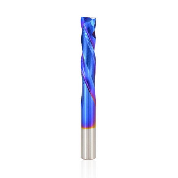 Drillpro Carbide 2 Flute Up Down Milling Cutter 5mm Shank Blue Nano Coating CNC Router Bit 2 Flute End Mill