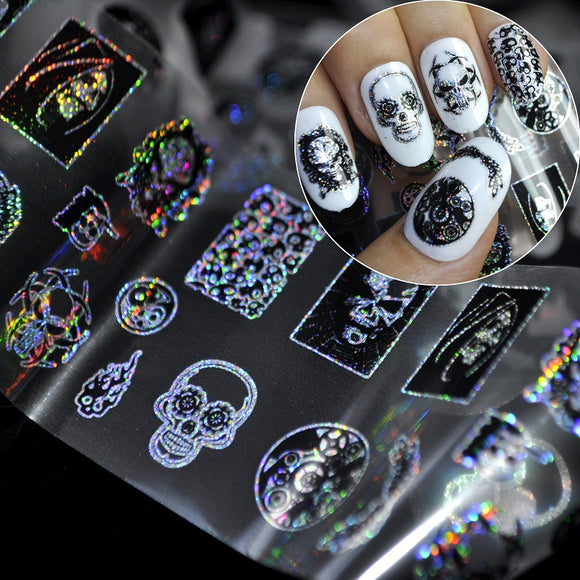 Dancingnail Halloween Skull Head Nail Sticker Punk Style Zombie Design Decoration