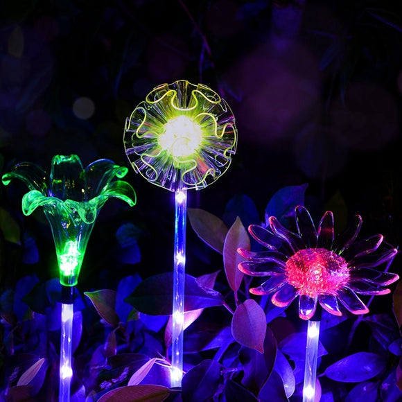 ARILUX Solar Multi-Color Changing LED  Flower Stake Light  Transparent Lampshade  Luminous Pole