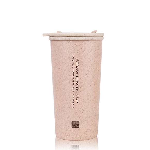 KCASA KC-WHE03 300mL/400mL Wheat Fiber Double Layer Insulation Mug Student Cup Creative Water Bottle