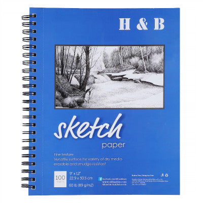 H&B 9x12 HB-SPSW003 Pictorial Bi-Coil Sketch Painting Paper Or Professional Art