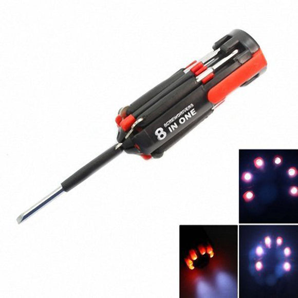 8 in 1 Multifunction Screwdriver With 6 LEDs Torch Tools Portable Flashlight Car Repair Work Light