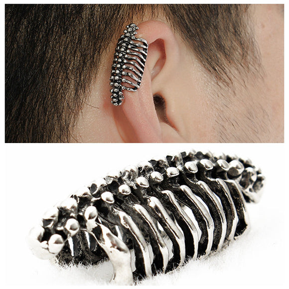 Unisex 1PC Punk Skull Spine Bone Non Pierced Ear Clips Earring
