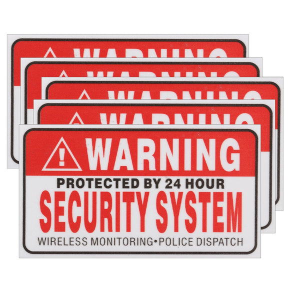 5Pcs Self-adhensive Camera CCTV Sticker Safty Signs Decal Protected by 24 Hour Security System