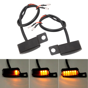 2pcs LED Turn Signal Indicators Flowing Running Water Light Amber Dynamic Motorcycle Bike Handlebar Mount