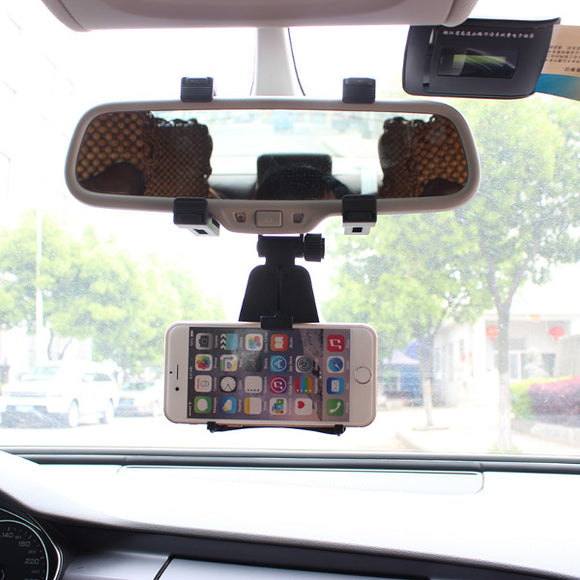 Universal Car Phone Holder 360 Degrees Rear View Mirror Mount Automobiales Scaffold