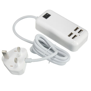 Claite 4 Ports USB 3A Extension Socket Outlet Hub Charger Power Adapter EU UK US Plug with Cable