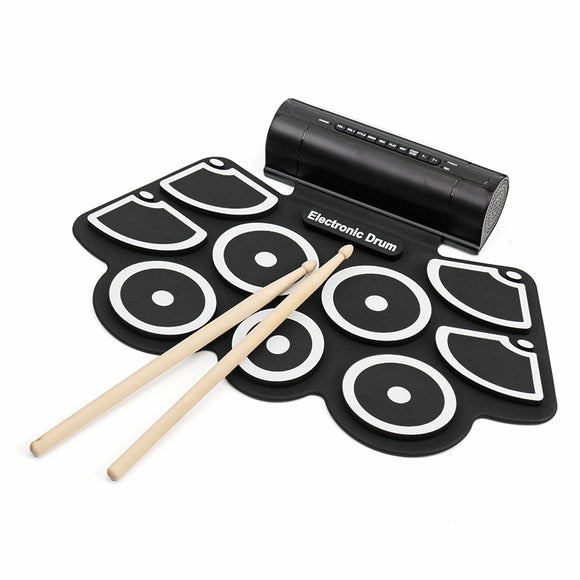 KONIX MD760L Portable USB 9 Pads Roll Up Electronic Drum with Built-in Battery Drum Sticks