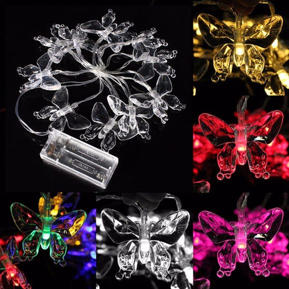 1M 10 LED Battery Operated Butterfly String Fairy Light Party Xmas Wedding Decor