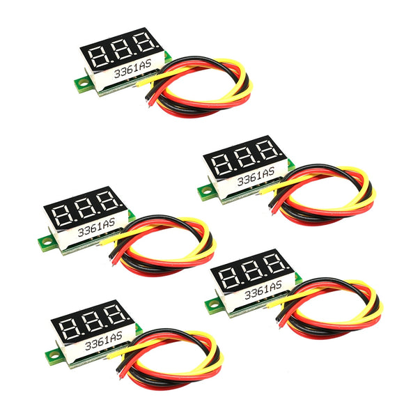 5 pcs 805 Micro 0.36 Inch Digital Voltmeter DC 0V-100V Three Wires 3 Digital Battery Voltage Panel Meter LED Display for RC Airplane Car Boat Motorcycle