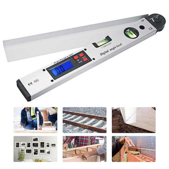 250/400mm Digital Angle Level Meter LCD Display 0-225 Degree for Measuring Roof Angles Fitting Up Windows or Doors Aligning Wood Forms