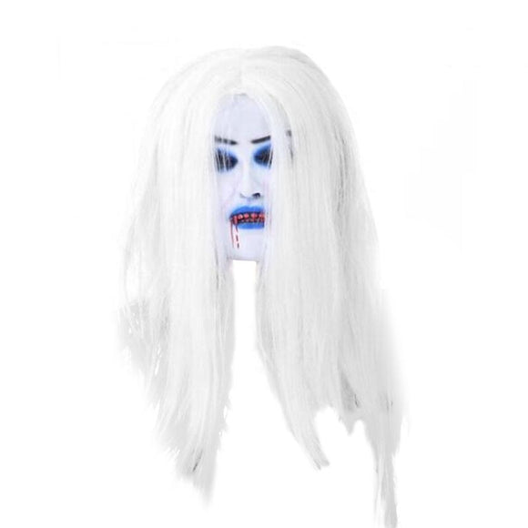 White Hair Bleeding Mask Ghost Festival Halloween Mask Masquerade Mask Party Supplies Props