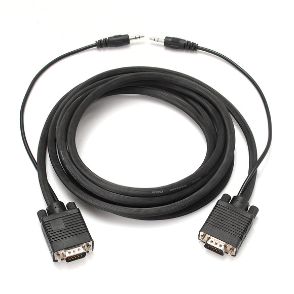 10Ft VGA Male to Male Cable With 3.5mm Audio Connector Cable SVGA For Monitor TV