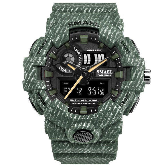 SMAEL 8001JEANS Digital Watch Military Dual Display Men Quartz Wrist Watch