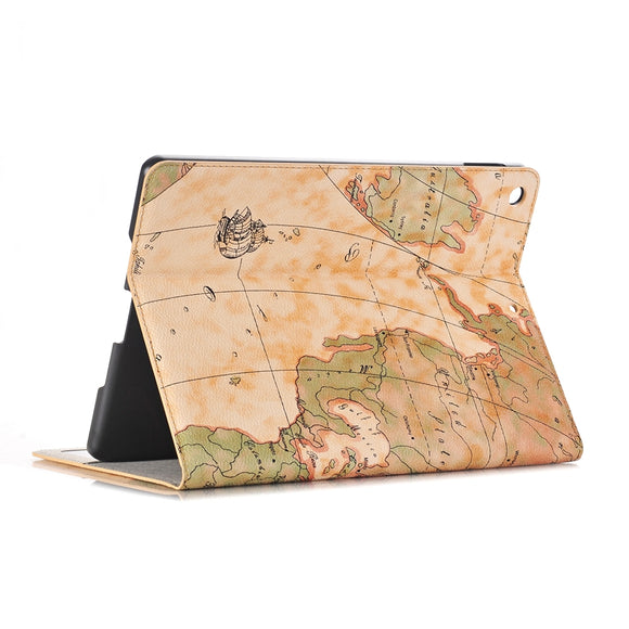Map Pattern Wallet Card Slot Kickstand Case For New iPad 9.7 2017