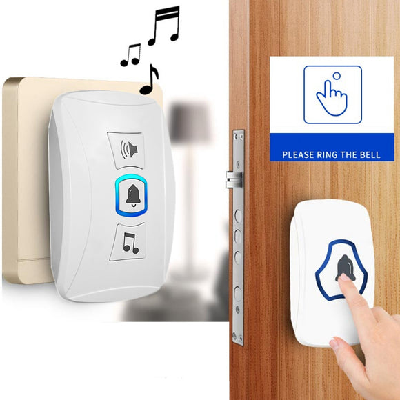 Wireless Door Bell Cordless Plug In Doorbell LED Flash 32 Chimes 150M Range Home