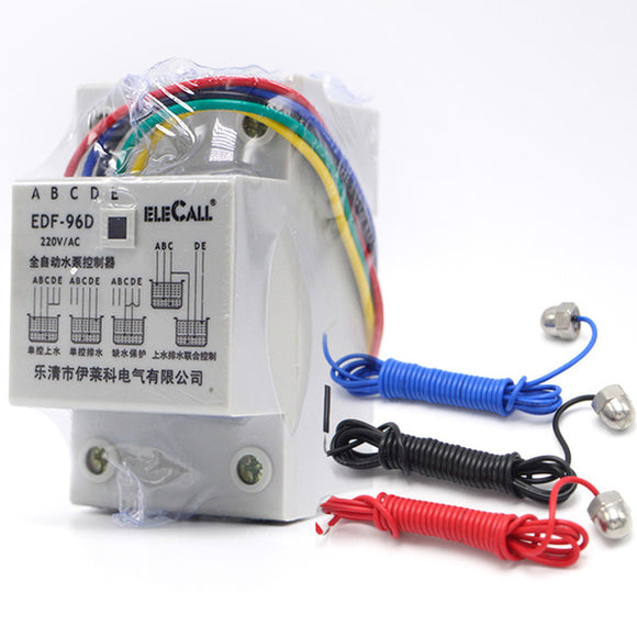 DF96D AC220V 5A Din Rail Mount Float Switch Auto Water Level Controller with 3 Probes