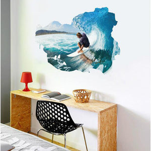 Miico 3D Creative PVC Wall Stickers Home Decor Mural Art Removable Surfing Decor Sticker