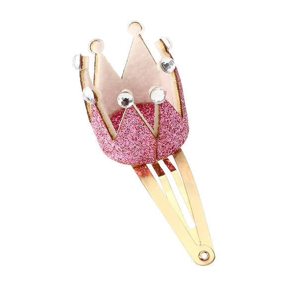 Sweet Silver Gold Pink Color Crown Rhinestone Hairpin Cute Hair Clip Kid's Hair Accessories