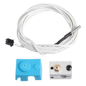 V6 PT100 Aluminum Block Silicone Case Kit with 2m Thermistor Wire for 3D Printer