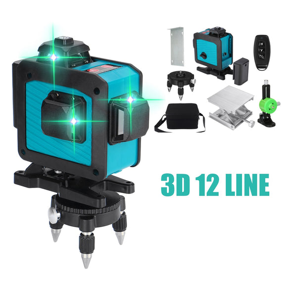 12 Line Green Laser Level Self Leveling 360 Rotary Cross Auto & Remote Control