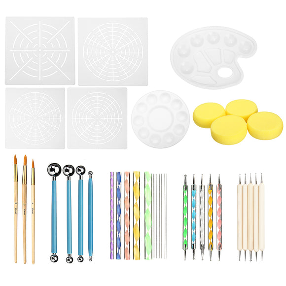 36Pcs Mandala Dotting Rock Painting Kit Dot Nail Art Pen Paint Stencil Tools Kit Hand Tool