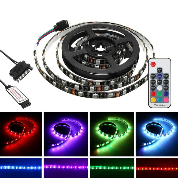 1.5M 2M IP20 15Pin SATA Magnetic RGB LED Strip Light Kit+17Keys Remote Control for PC Case DC12V