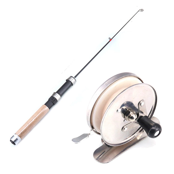 ZANLURE 62CM Wooden Handle Telescopic Fishing Rod Reel Combo Mini Pocket Fishing Rod Set