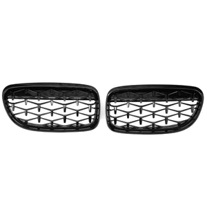 Front Kidney Diamond Meteor Style Grille Grill Black Mesh For BMW E90 51137201969 51137201970