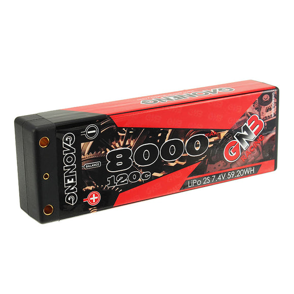 Gaoneng 7.4V 8000mAh 2S2P 120C 59.2WH Lipo Battery for 1/10 RC Car