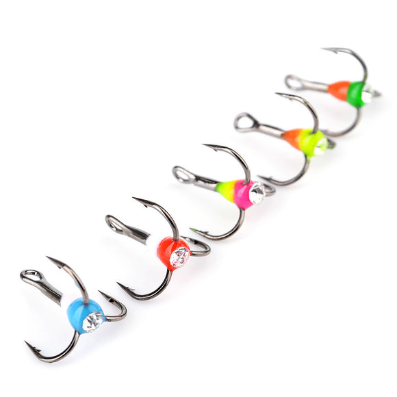 5pic/set 12# 1.3cm 5 Colors Treble Hooks Winter Ice Fishing Strong Sharp Fishing Hook