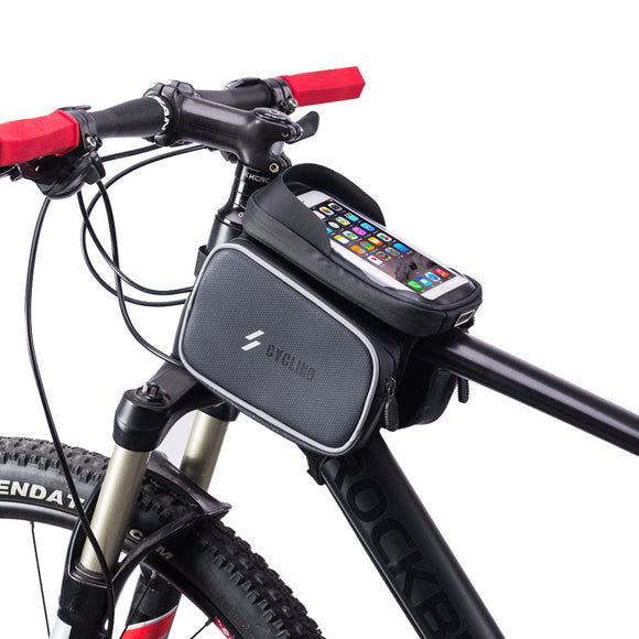 BIKIGHT 6 Inch Bike Bag Bicycle Front Tube Bag Waterproof Cycling Portable Storage Bag Phone Touch