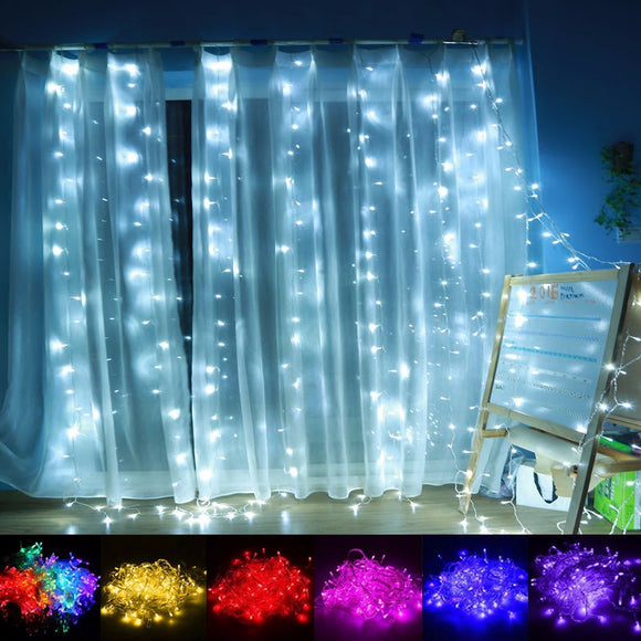 1M*4M 144LED Outdoor Christmas Xmas Wedding Party Fairy String Curtain Hanging Window Light EU Plug