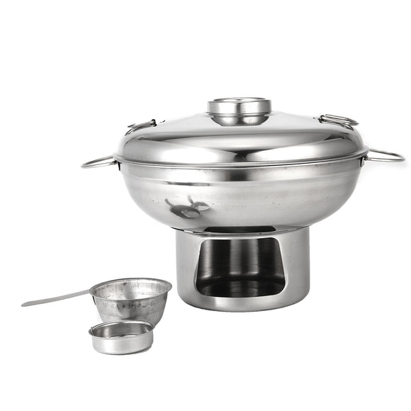 22cm Stainless Steel Shabu Hot Pot Multi-Cooker With Alcoho Burner and Lid