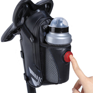 ROSWHEEL Bicycle Tail Light Saddle Bag with Water Bottle Pocket Waterproof MTB Bike Rear Bag