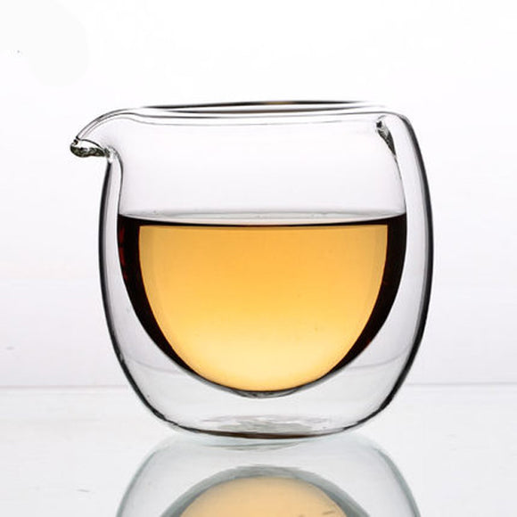 Jingdezheng 150ml Double Layer High Temperature Resistant Glass Tea Fair Cup Anti-hot Serving Cup