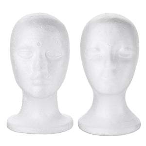 White Polystyrene Foam Mannequin Head Model Hat Wig Glasses Display Stand Rack