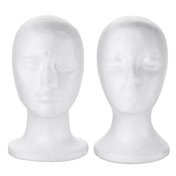 White Polystyrene Foam Mannequin Head Model Hat Wig Glasses Display Stand Rack