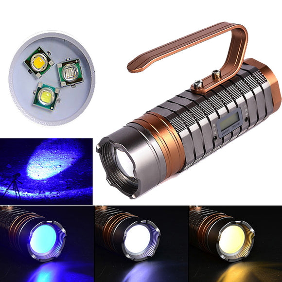 XANES 500LM 30W 3 Color LEDs 1500M Range Zoomable Flashlight Rechargeable Outdoor Fishing Lamp