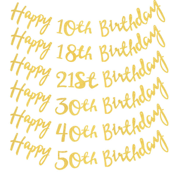 Twinkle Happy Birthday Banner Garland Age Hanging Gold Letters Decorations Bunting Flags Garland  De