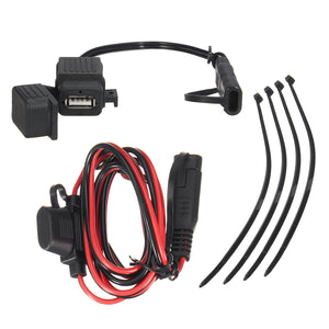 Motorcycle Waterproof SAE to USB 2.1A Cable Adapter USB Charger Kit Inline Fuse