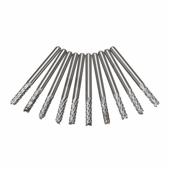 Drillpro 10pcs 3.175mm Shank Carbide End Mill Cutter Engraving Bits