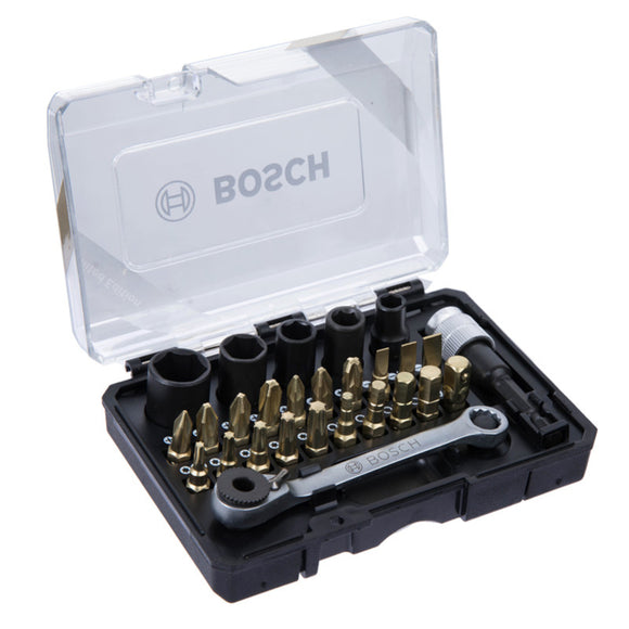 Bosch 27Pcs Screwdriver Bit And Multi-function Ratchet Wrench Mixed Set Cross Bits Hexagon Socket For Power Tool