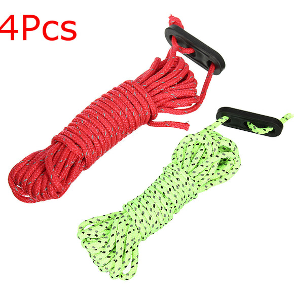 4Pcs 4M Reflective Cord  Line Rope for Camping Awning Tent Tarp Paracord