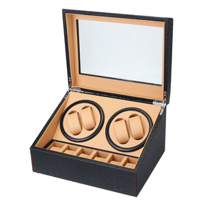 4+6 Automatic Rotation Watch Winder PU Leather Motor Storage Display Case Box