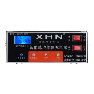 XHN528 12V 24V 200AH Intelligent Pulse Repair LED Display Voltage Automatic Car Battery Charger