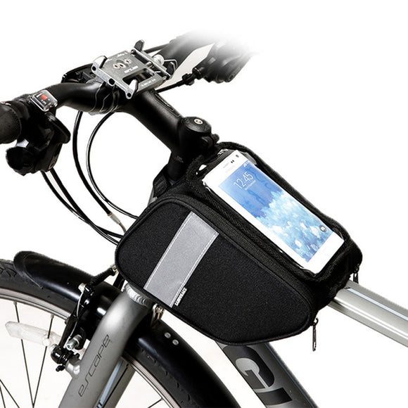 SAHOO 600D Polyester 6.0Inch Touch Screen Cycling Bicycle Mobile Phone Bag Bike Front Frame Bag