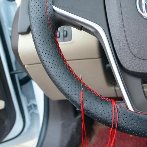Universal DIY PU Leather Car Steel Ring Wheel Cover With Needles and Thread