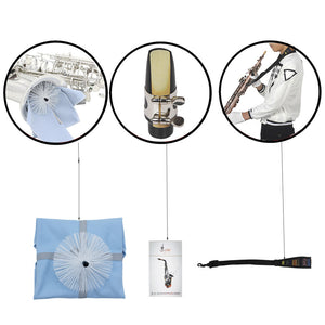 SLADE Saxophone Cleaning Set Tools with Saxophone Reeds Cotton Strap Brush