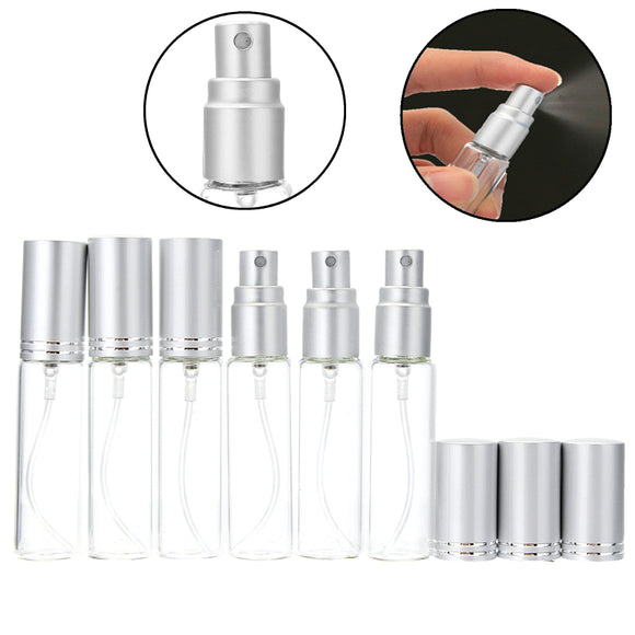 6Pcs 10ml Clear Glass Spray Bottle Portable Travel Empty Cosmetic Packaging Container